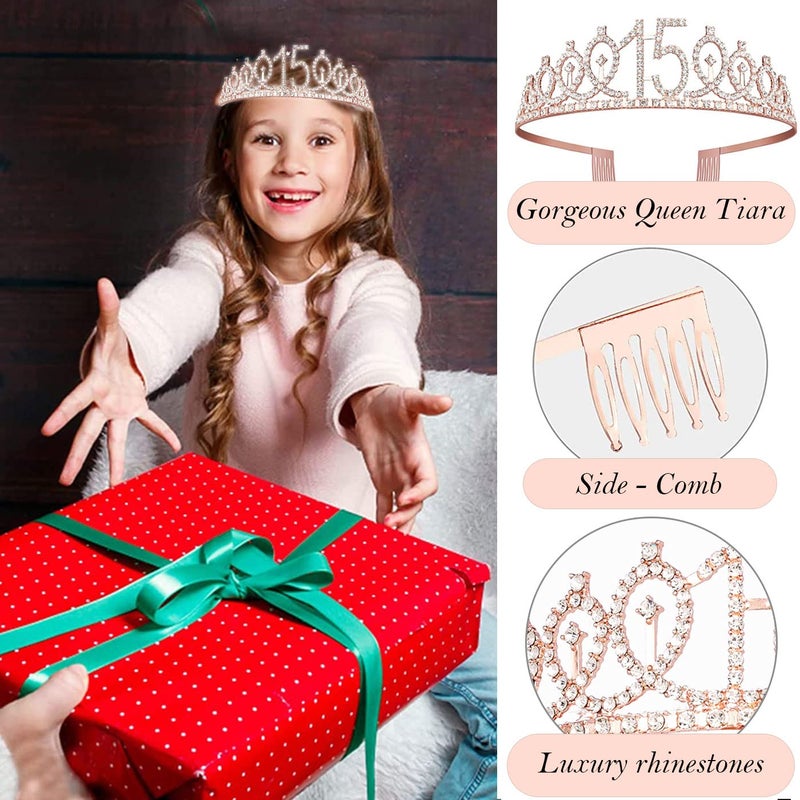 Awfrky 15th Birthday Decorations for Girls, 15th Birthday Sash and Crown, Cake Topper, Number Candles and Balloons, 15 Year Old Gifts for Girls - Image 5