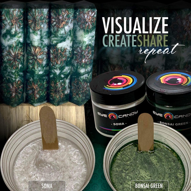 Eye Candy Pearls Eye Candy Pigments Premium Green Mica Powder - Bonsai Green (25gr) - for Epoxy, Resin, Soap, Paint, Woodworking, Acrylic Pouring, Bath Bombs, Fishing Lures - DIY Arts and Crafts Additive - Image 5