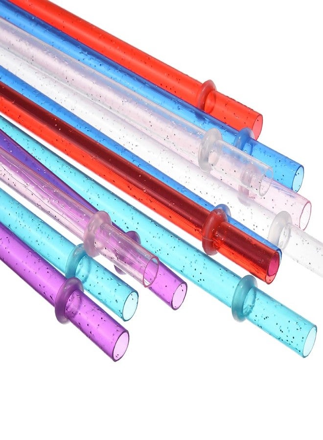 YAOSHENG 12Branch-packaging tan hard plastic reusable straw plus cleaning brush, 9.05 inches long thickened 20-40ounces available (12, 12 silver powder with ring mixed color) - Image 4