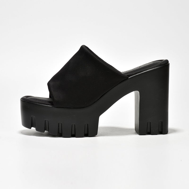 Cape Robbin Women's Chunky Platform Sandals Block Heel - Slip On Elastic Band Dressy Shoes Round Toe Comfort Soles (Echoya) - Black Size 10 - Image 4