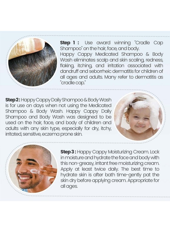 Happy Cappy حزمة شامبو وغسول جسم وكريم مرطب هابي كابي للأطفال - غسول جسم للأكزيما وكريم للأطفال، toddlers، البالغين، يساعد في الجفاف، يقلل من الحكة، مختبر من قبل أطباء الجلد، خالي من العطور - Image 5