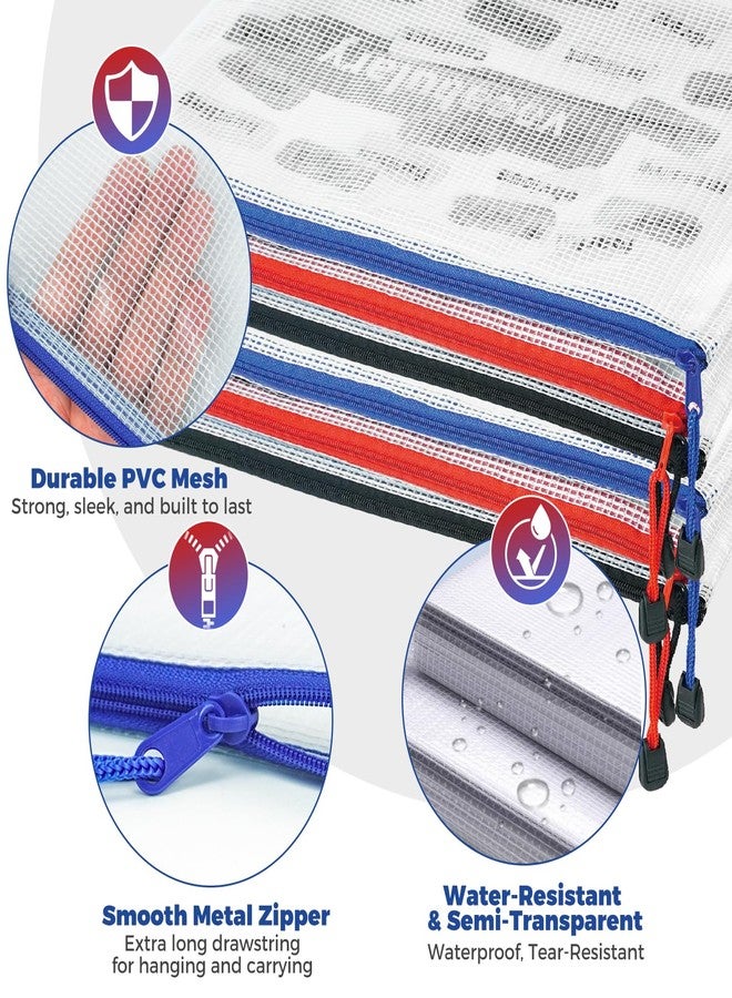 Charmount A4 Mesh Zipper Pouch Bags, Waterproof Plastic Document Organizer Folders, Multipurpose File Bags for Office, School, Toys, Board Games, Puzzles, Travel, and Home Storage Supplies-10 Pack - Image 4