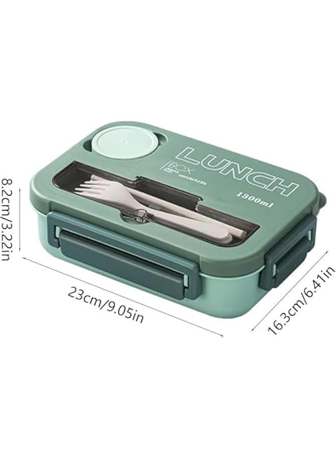 HOOKOR Bento Box with Tableware,Lunch Containers for Men Women for Kid School with 4 Compartments,Extra Large Leakproof Lunch Box,Food-Grade Plastic Bento Box,BPA-Free,Suitable for Microwav (green) - Image 2