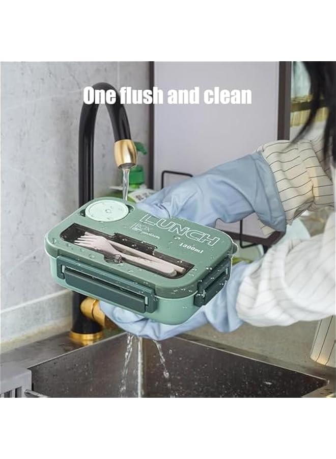 HOOKOR Bento Box with Tableware,Lunch Containers for Men Women for Kid School with 4 Compartments,Extra Large Leakproof Lunch Box,Food-Grade Plastic Bento Box,BPA-Free,Suitable for Microwav (green) - Image 4