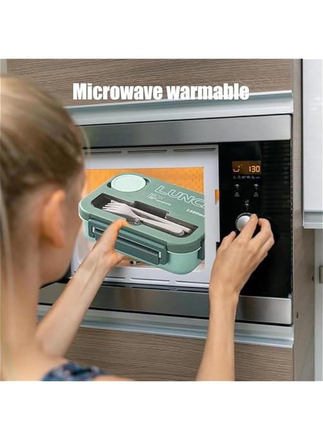 HOOKOR Bento Box with Tableware,Lunch Containers for Men Women for Kid School with 4 Compartments,Extra Large Leakproof Lunch Box,Food-Grade Plastic Bento Box,BPA-Free,Suitable for Microwav (green) - Image 5