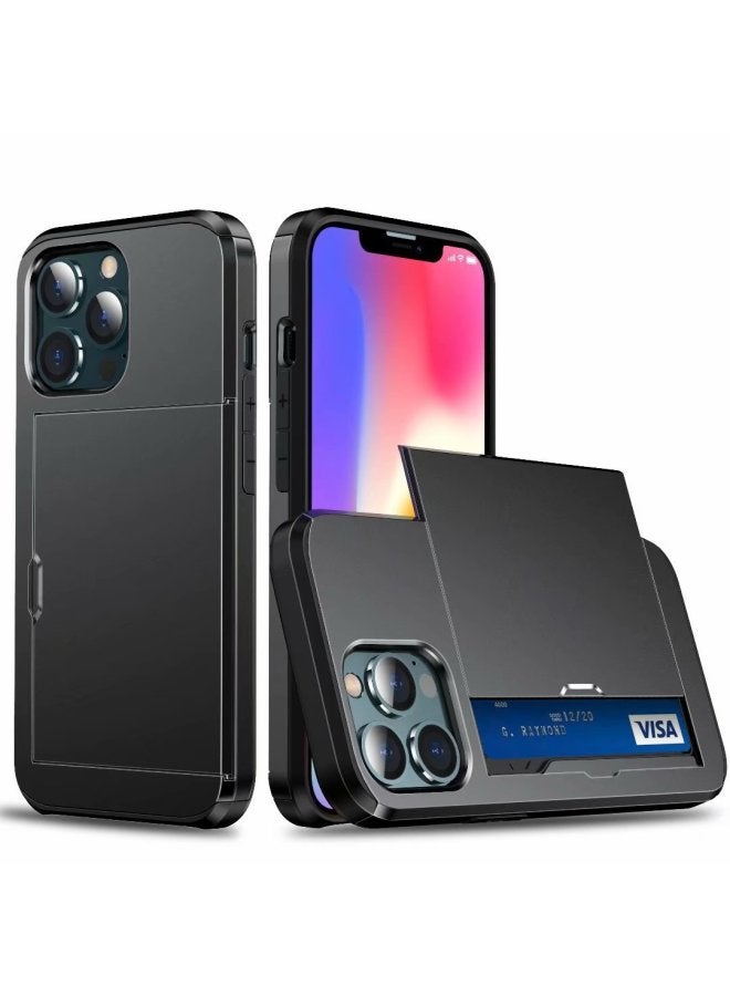 For Apple Phone Case Slide Card 2-in-1 Card Case Protective Cover  iPhone 13promax 