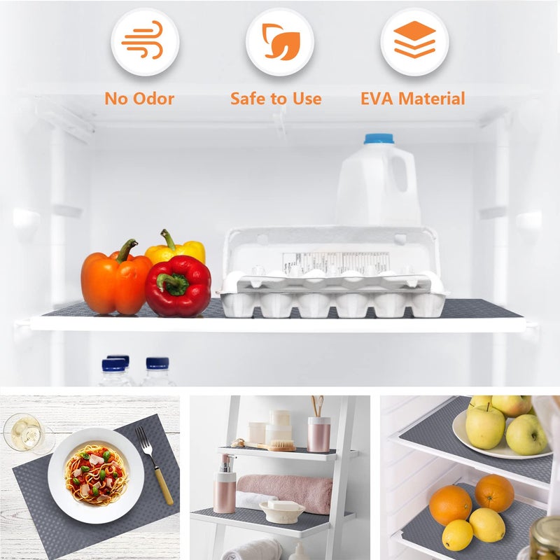 StaHom Shelf Liners for Kitchen Cabinets Refrigerator Liners Waterproof & Oil-Proof Kitchen Cupboard Liner Plastic Drawer Mats EVA Material Non Adhesive Fridge Liner for Shelves Gray 11.8 x 59 Inch - Image 5