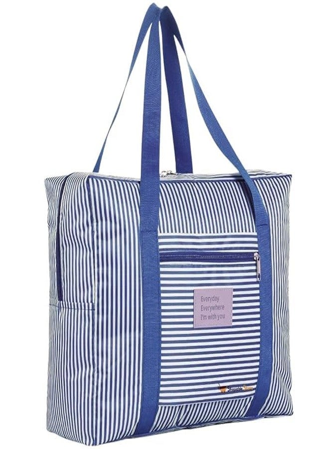 KD ZONE Folding Storage Luggage Bag Travelling Shoulder Hand Bags Lightweight Waterproof Duffle Bag for Women (Blue) - Image 1