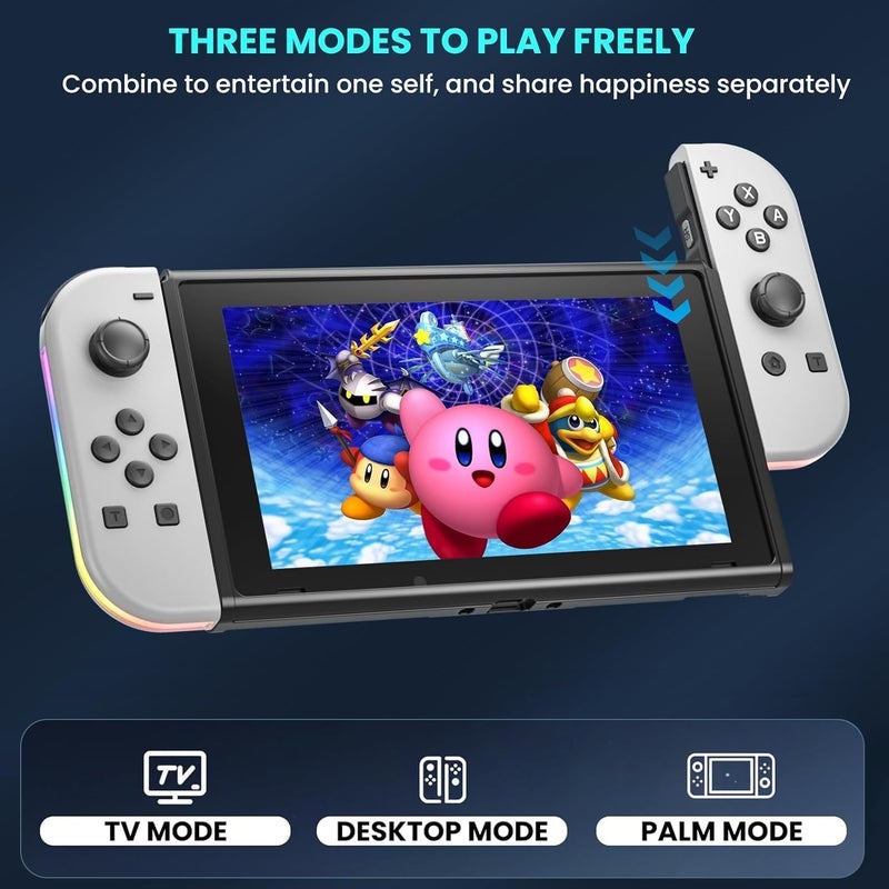 KOWVOWZ وحدة تحكم لنينتندو سويتش ، استبدال وحدة تحكم لاسلكية Joy-Cons للتبديل ، استبدال وحدات تحكم لاسلكية مع إضاءة RGB إيقاظ حركة الاهتزاز المزدوج للتبديل - Image 4