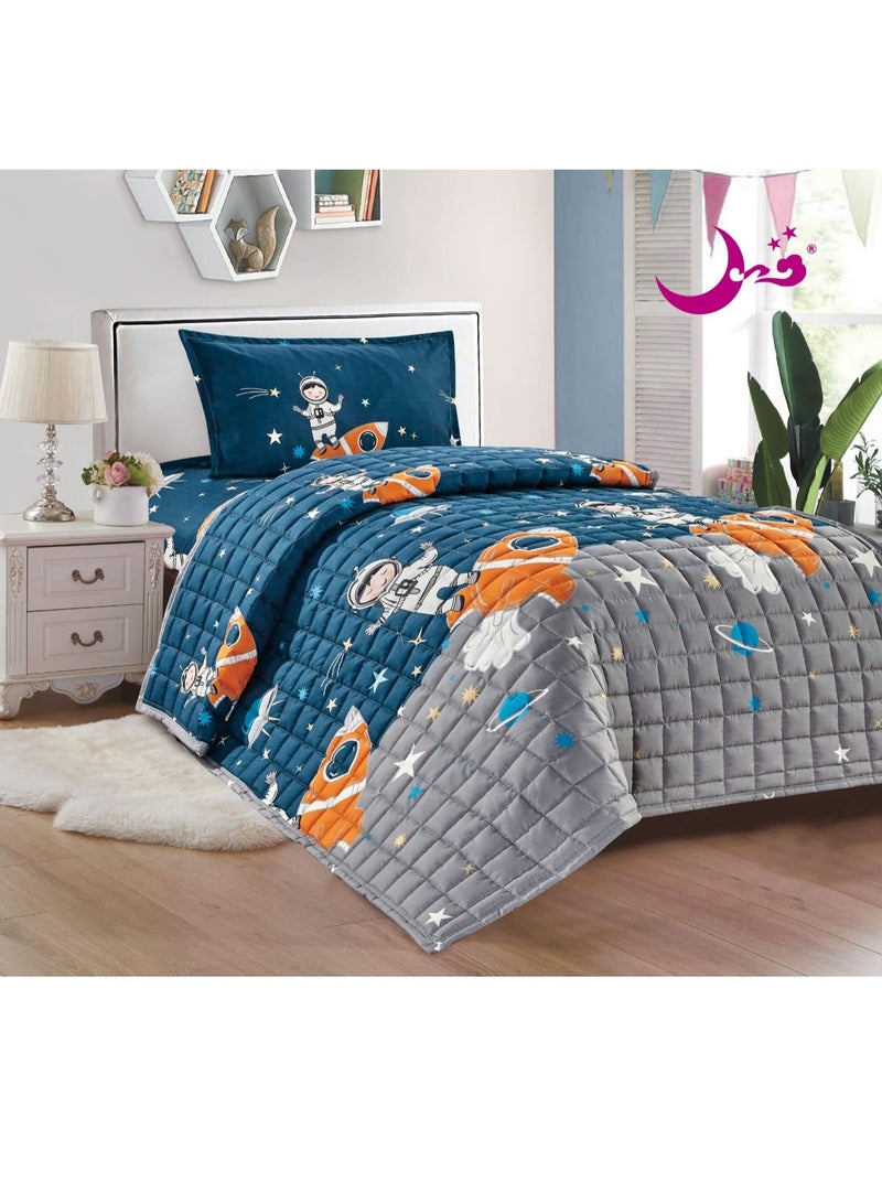 Moon 3-Piece Compressed Comforter Set Microfiber Single Size Multicolour 