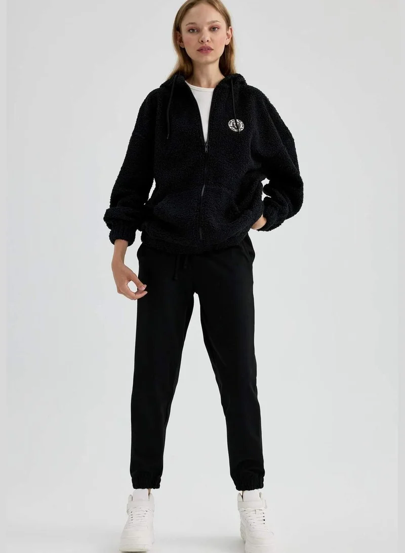 DeFacto Oversize Fit Hooded Sherpa Cardigan