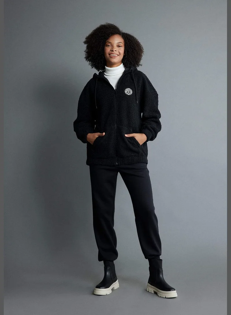 DeFacto Oversize Fit Hooded Sherpa Cardigan