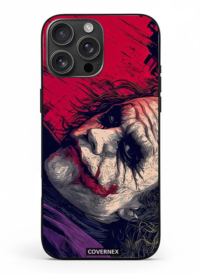 Covernex Apple iPhone 16 Pro Max Protective Case Cover Printed Featuring Textured Joker Portrait - Image 2