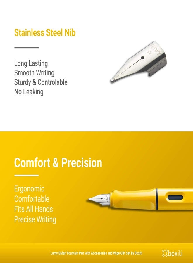 Boxiti Set - Lamy Safari | Yellow | Fine Nib | 5 Black Ink Cartridges, Z28 Converter and Wipe - Image 5