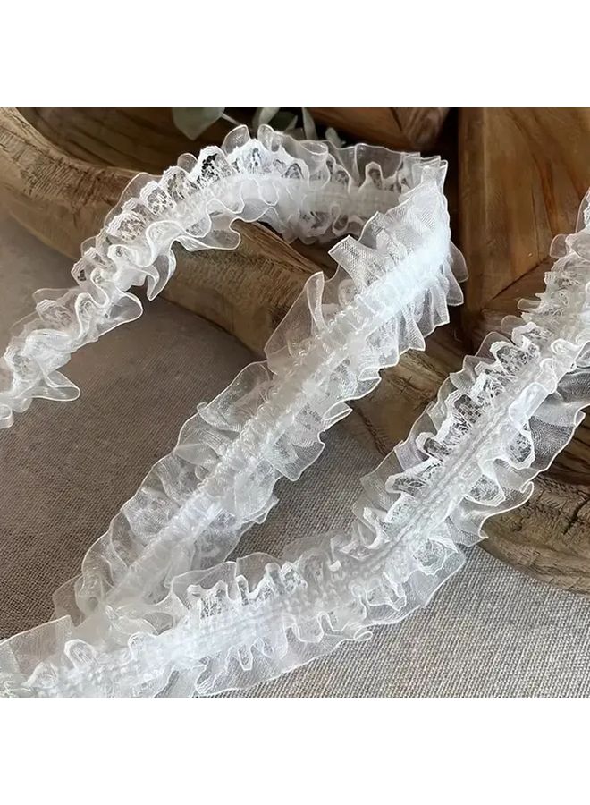 شريط الدانتيل المموج الأسود المزدوج الطبقة المطاطي لإكسسوارات الشعر وعقالات الملابس - Image 2