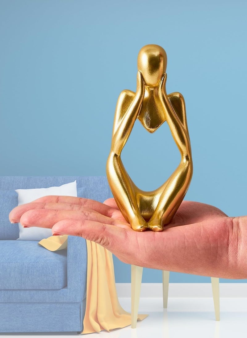 Home Care Modern Gold Thinker Statue Abstract Art Sculptures - Set of 3 - Golden Resin - Modern Home Décor - Best for Offices, Bookshelf, Living Rooms, Cafes Decor (Gold) (5.5x3x7" inches)  - Image 2