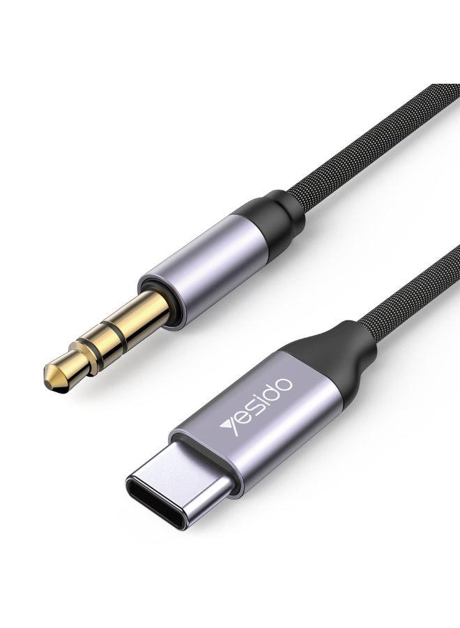 يسيدو كابل صوت Yesido YAU20 من Type-C إلى AUX (3.5 مم) بطول متر واحد، محول صوت USB-C إلى مقبس 3.5 مم، نقل عالي السرعة، موصل من سبائك الألومنيوم، وتصميم متين مقاوم للتشابك. - Image 1