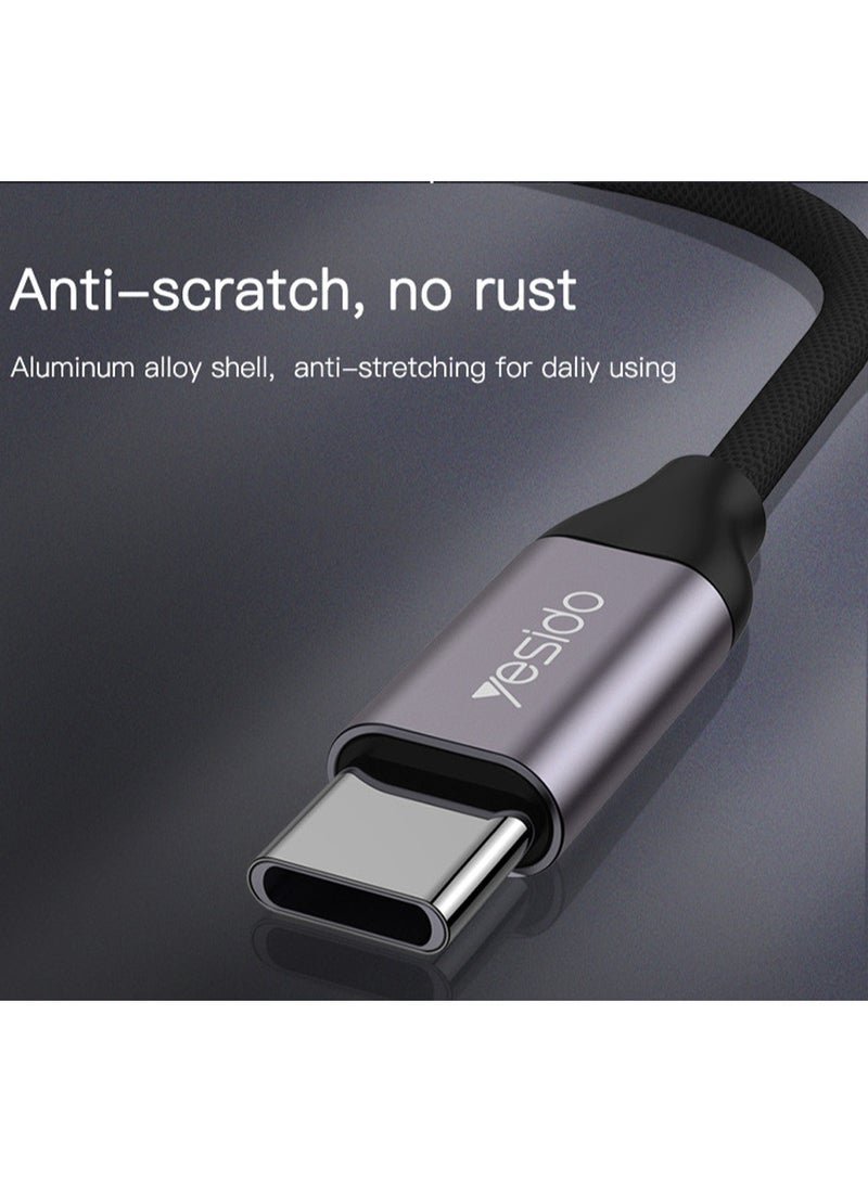 يسيدو كابل صوت Yesido YAU20 من Type-C إلى AUX (3.5 مم) بطول متر واحد، محول صوت USB-C إلى مقبس 3.5 مم، نقل عالي السرعة، موصل من سبائك الألومنيوم، وتصميم متين مقاوم للتشابك. - Image 4