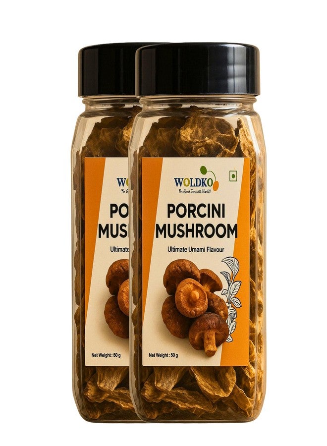 WOLDKO Porcini Mushroom, Dried Edible Mushrooms for Cooking & Gourmet Recipes, 50 g Each (Pack of 2)