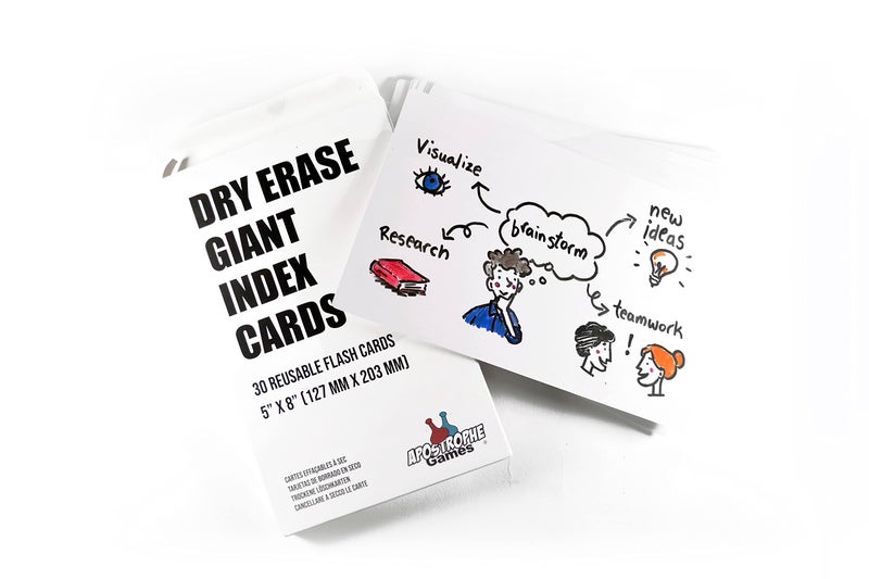 Apostrophe Games Large Dry Erase Index Cards â€“ 30pcs Laminated 5x8" Cards Blank w/Tuck Box â€“ Reusable Dry Erase Note Cards for School, Work, Housework, to Do Lists â€“ Practical Index Card Sheets - 5 x 8-inch - Image 3