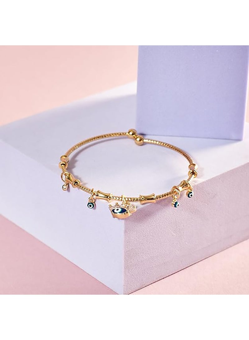 سالتي خاتم سوليتير من زمرد الشيح المالح مع سوار أنيق مزين بشراشيب عين الشر للنساء | طقم مجوهرات أنيق ومتين | ملابس عصرية يومية | هدية للزوجة والأخت والأم | مثالي لعيد الديوالي والكريسماس وأعياد الميلاد - Image 4