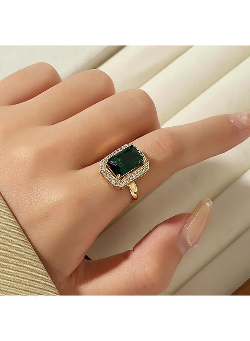 سالتي خاتم سوليتير من زمرد الشيح المالح مع سوار أنيق مزين بشراشيب عين الشر للنساء | طقم مجوهرات أنيق ومتين | ملابس عصرية يومية | هدية للزوجة والأخت والأم | مثالي لعيد الديوالي والكريسماس وأعياد الميلاد - Image 1