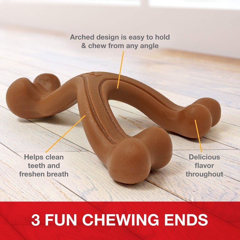 Nylabone Ergonomic Hold Wishbone Power Chew Toy for Dogs, Dog Toys for Aggressive Chewers, Bison Flavor, Small - Up to 25 Ibs, 1 Count - Image 3