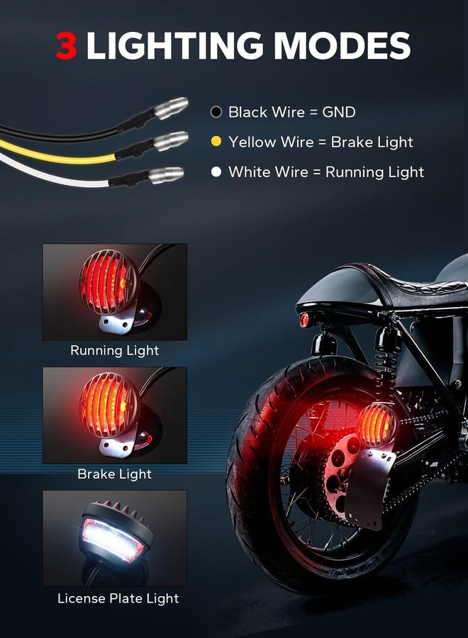 Amazicha 1" Motorcycle LED Tail Brake Light with Bracket, Waterproof Motorcycle Side Mount Curved License Plate Rear Light Compatible for Harley Sporster Bobber Chopper Honda Yamaha Suzuki Kawasaki - Image 5