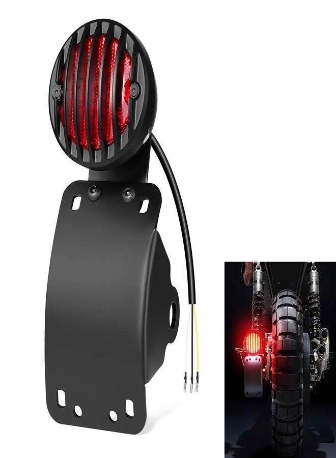 Amazicha 1" Motorcycle LED Tail Brake Light with Bracket, Waterproof Motorcycle Side Mount Curved License Plate Rear Light Compatible for Harley Sporster Bobber Chopper Honda Yamaha Suzuki Kawasaki - Image 1