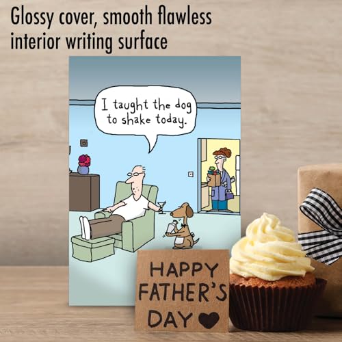 NobleWorks - 1 Father's Day Greeting Card Funny - Humor Dad Card from Son, Daughter, Notecard with Envelope - Dog Shaker C9209FDG - Image 3