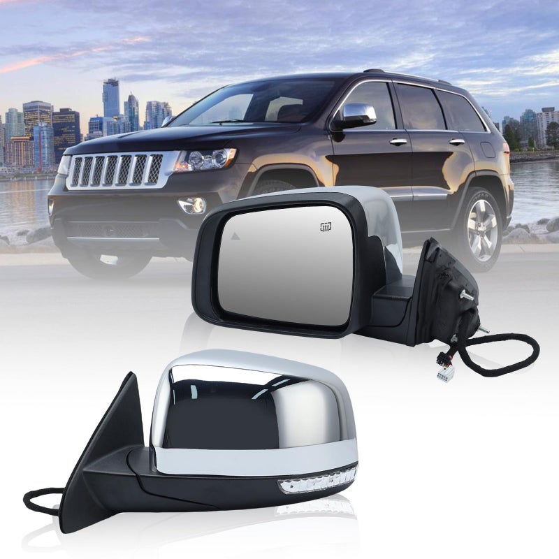 MOFOAP Driver Side Mirror Compatible with 20112021 Jeep Grand Cherokee2022 Jeep Grand Cherokee WK Mirrors with HeatedPower FoldingBlind Spot DetectionTurn Signal Light13PinsChrome