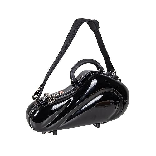Crossrock Pro-Grade Curved Soprano Saxophone Case | Jet Black Gloss, TSA Lock, Elite Protection, Detachable Backpack Straps, Accessory Pocket for Professional Musicians - Image 1