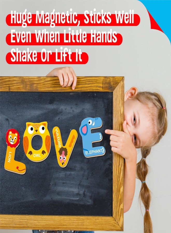 SpriteGru 26 Magnetic Wooden Letters, Cute Animal Alphabet ABC Wooden Magnets for Refrigerator, Colourful Uppercase Letter Animal Toy Set for Kids - Image 5