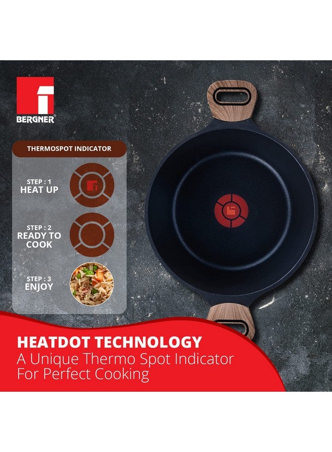 Bergner Ultimate Non Stick Casserole/Briyani Pot/Handi with Glass Lid, 28 cm, 6 litres, Induction Base, Wooden Soft Touch Handle, Food Safe (PFOA Free), Thickness 4.5mm, Gas Ready - Image 3