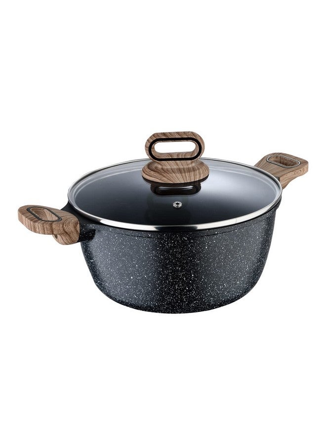 Bergner Ultimate Non Stick Casserole/Briyani Pot/Handi with Glass Lid, 28 cm, 6 litres, Induction Base, Wooden Soft Touch Handle, Food Safe (PFOA Free), Thickness 4.5mm, Gas Ready - Image 1