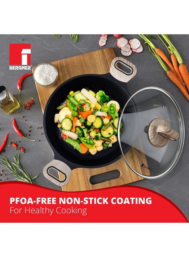 Bergner Ultimate Non Stick Casserole/Briyani Pot/Handi with Glass Lid, 28 cm, 6 litres, Induction Base, Wooden Soft Touch Handle, Food Safe (PFOA Free), Thickness 4.5mm, Gas Ready - Image 4