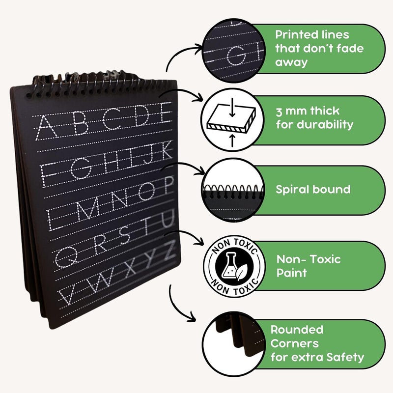 Berrybee 8-in-1 Montessori-Inspired Pre-Writing Board | Tracing Board for Alphabet, Vowels, Consonants & Patterns | Reusable Handwriting Practice for Kids Age 2-6 | Educational & Durable (English) - Image 2