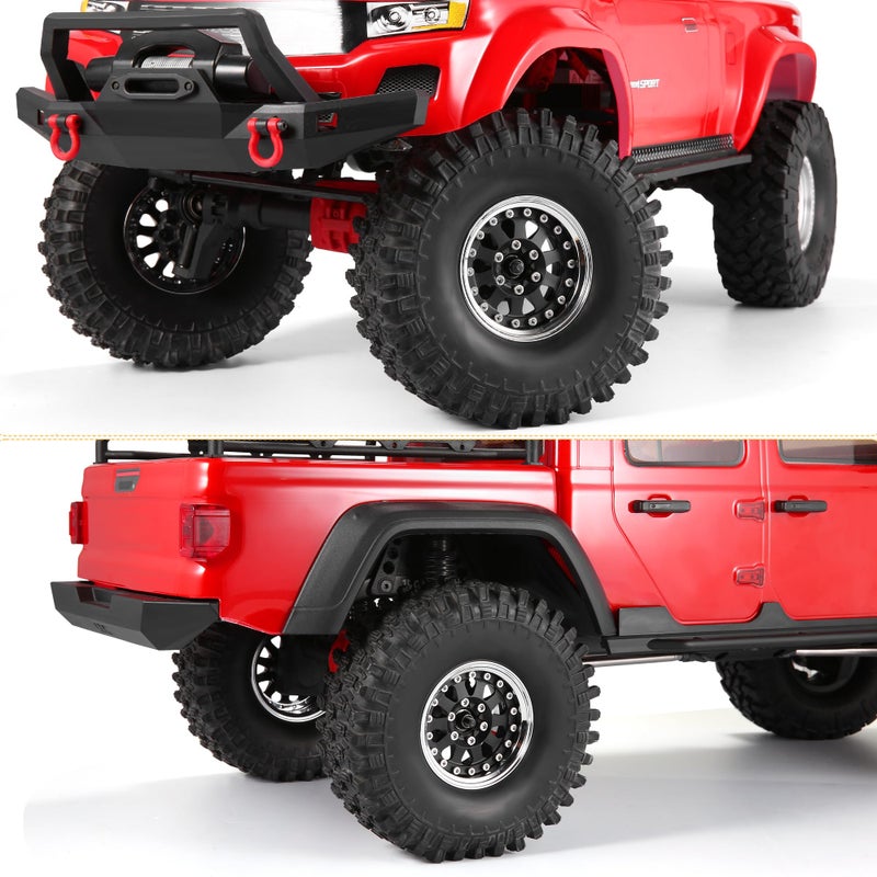 كووو عجلات Coowoo RC ترقية 1.9 في Beadlock Wheels إزاحة قابلة للتعديل لـ 1/10 TRX6 TRX4 أو SCX10 RC مصنوعة من مجموعة من سبيكة الألومنيوم على شكل دموع من 4 أسود - Image 3