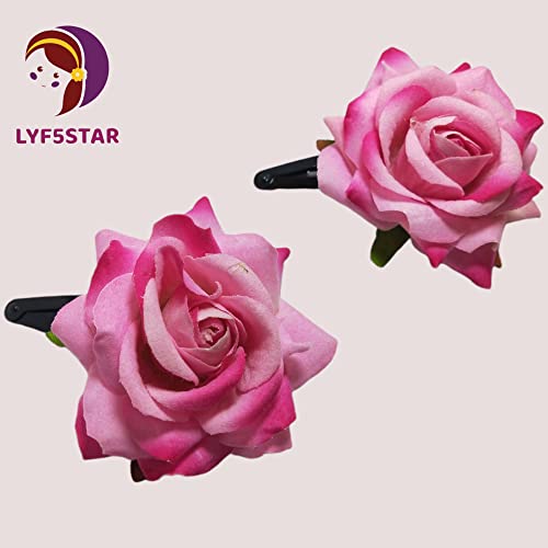 LYF5STAR Mix Color Handmade Rose Tiktok Combo1, Rose Hair Accessories for Stylish Bridal Women, Elegant Wedding Hair Accessories | Pack of 4 - Image 4