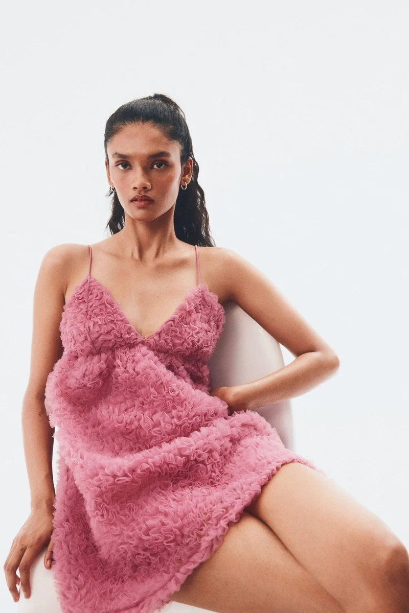 اتش اند ام فستان شبكي مكشكش