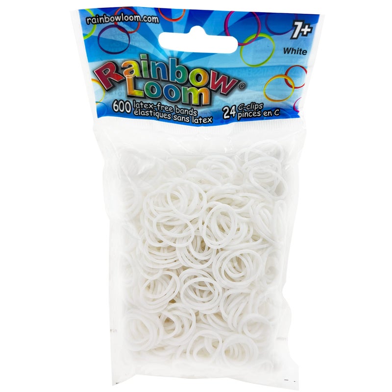 Rainbow Loom White Rubber Bands with 24 CClips 600 Count - Image 2