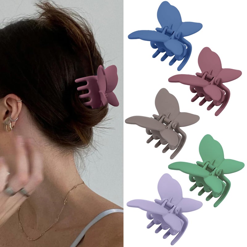 TOFAFA 5 PCS Butterfly Hair Clips for Women - Cute Large Non-Slip Matte Jaw Clamps for Thick, Thin, or Medium Hair (Red) - Image 1