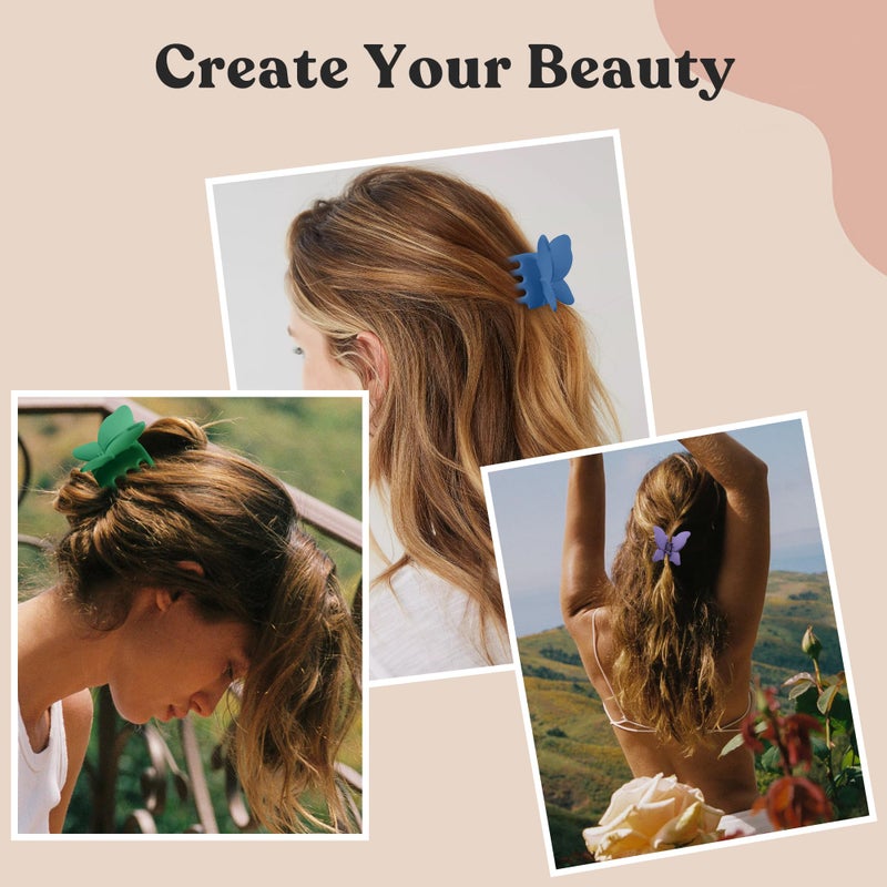TOFAFA 5 PCS Butterfly Hair Clips for Women - Cute Large Non-Slip Matte Jaw Clamps for Thick, Thin, or Medium Hair (Red) - Image 2