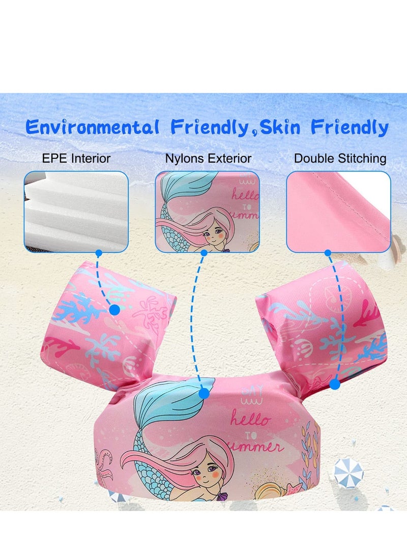 SYOSI Swim Arm Floaties Toddler Buoyancy Aid Swimming Learning Training Jackets Cartoon Mermaid Swimming Float Vest for 30-50 lbs Kids Infant Child 2-6 Years - Image 5