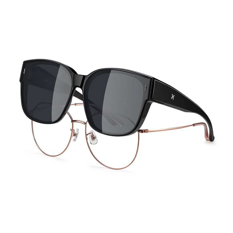 LOHO Over Glasses Sunglasses for Women Men, 2026 Latest Polarized Oversized Square Sun Glasses, UV400, Lightweight Flexible Frame, Unisex, Black Shades - Image 1