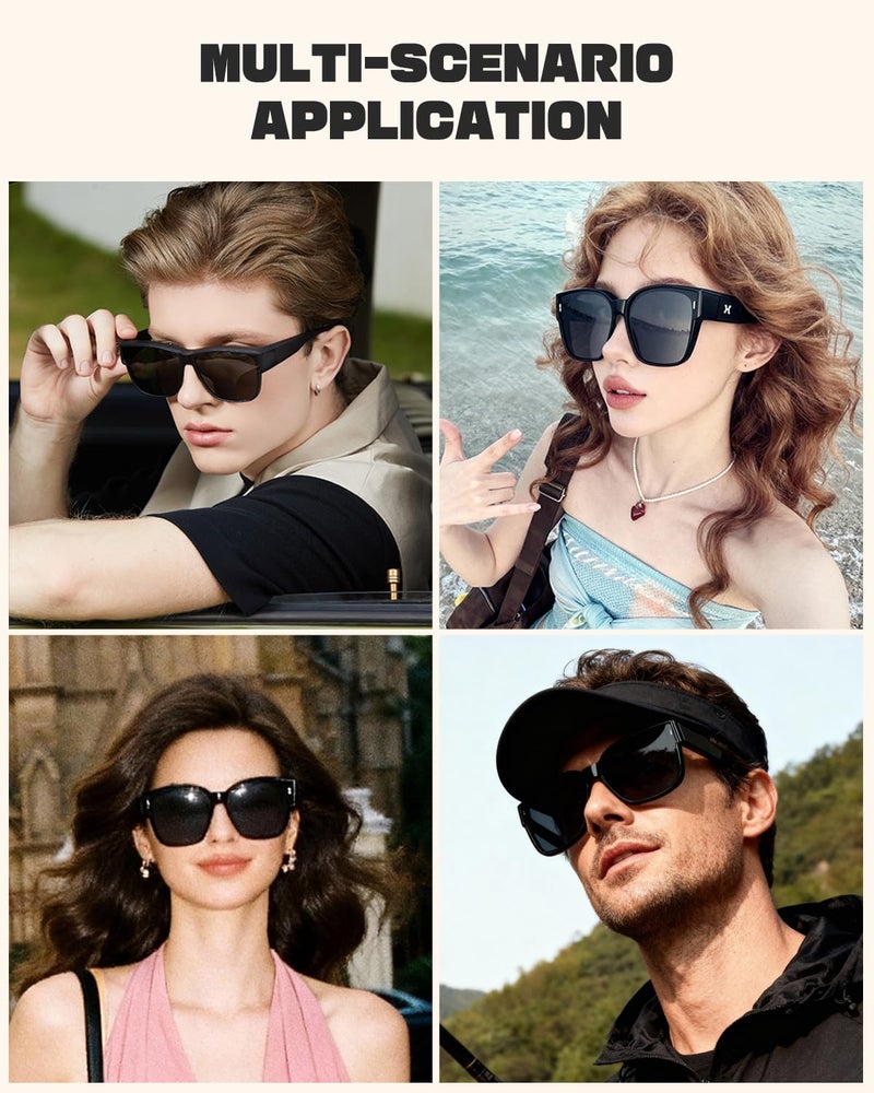 LOHO Over Glasses Sunglasses for Women Men, 2026 Latest Polarized Oversized Square Sun Glasses, UV400, Lightweight Flexible Frame, Unisex, Black Shades - Image 2