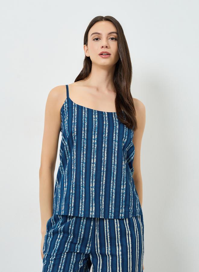 Styli Pack of 3 - Cotton Striped Cami, Pants and Robe Set - Image 5