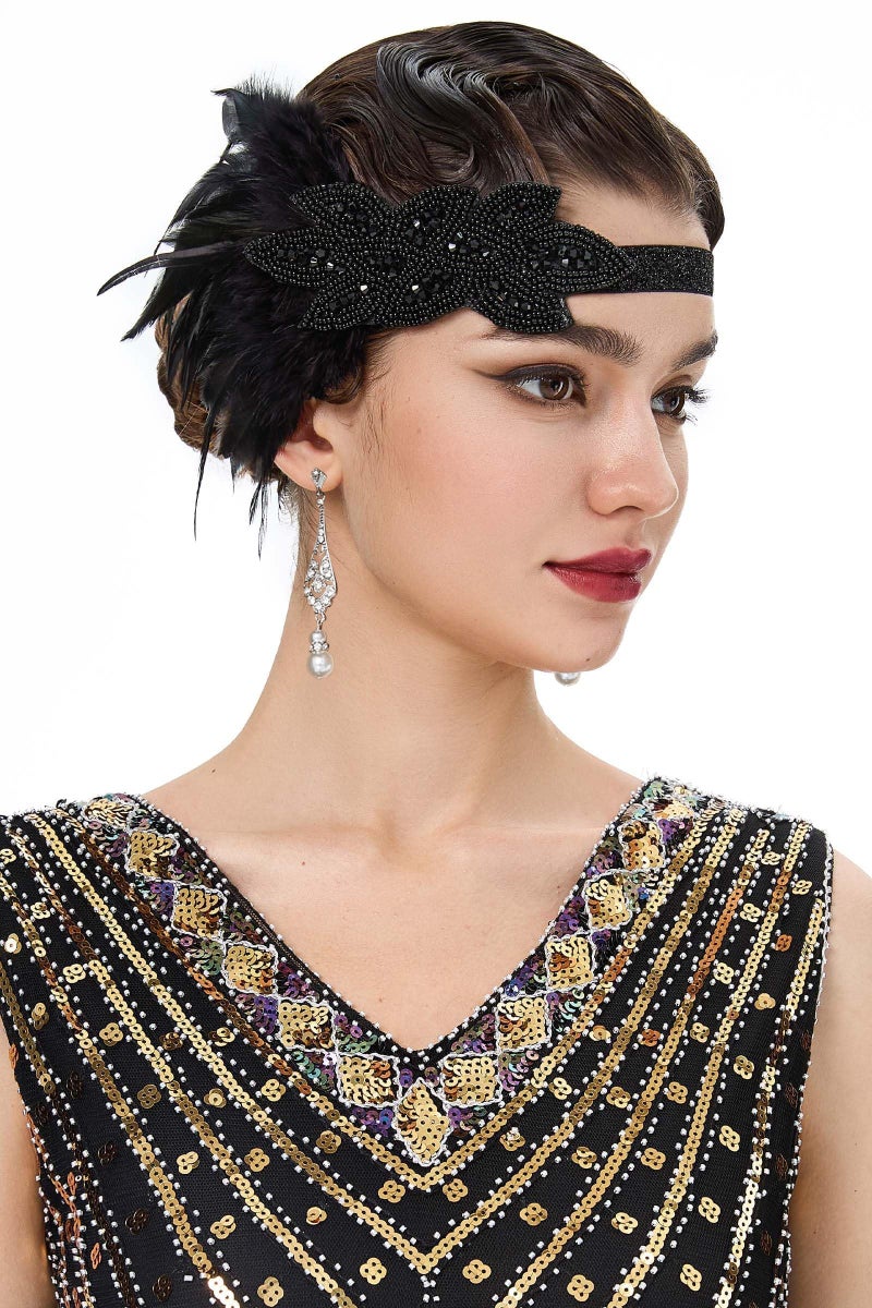 BABEYOND 1920s Flapper Accessories Great Gatsby Costume Accessories 20s Flapper Headband Pearl Necklace Gloves Plastic Holder - Image 2