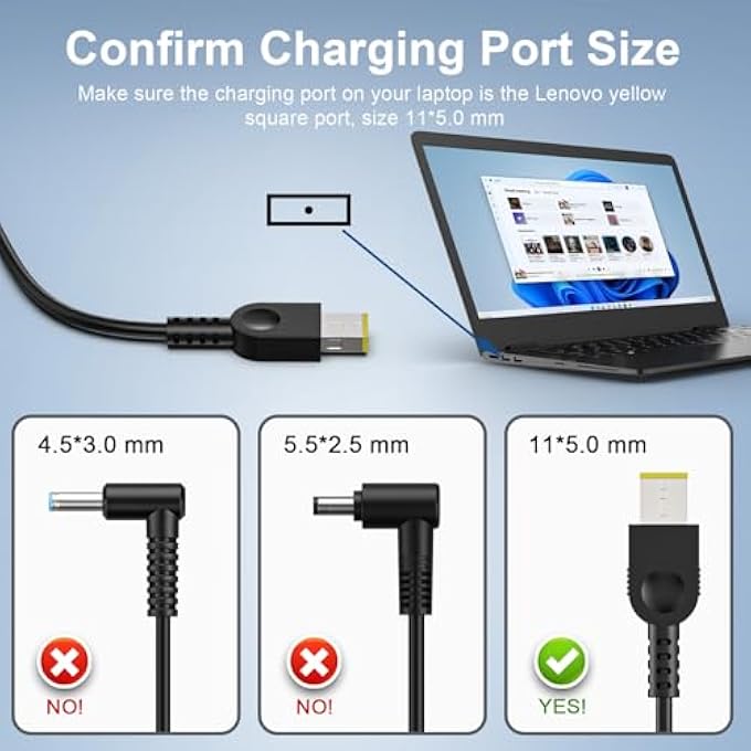 rayihni 170W CHARGER SLIM COMPATIBLE WITH LENOVO LOQ 15IAX9 15IRX9 15ARP9 15IRX10 LEGION SLIM 5 5I YOGA PRO 9I THINKPAD P15 P16 P17 IDEAPAD PRO 5 20V 8.5A AC ADAPTER LAPTOP POWER SUPPLY - Image 2