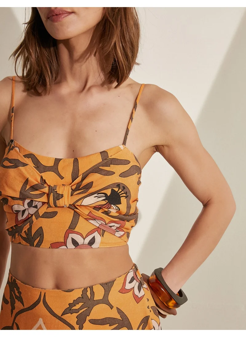 كوتون Melis Ağazat X - Bow Detailed Strappy Crop Athlete
